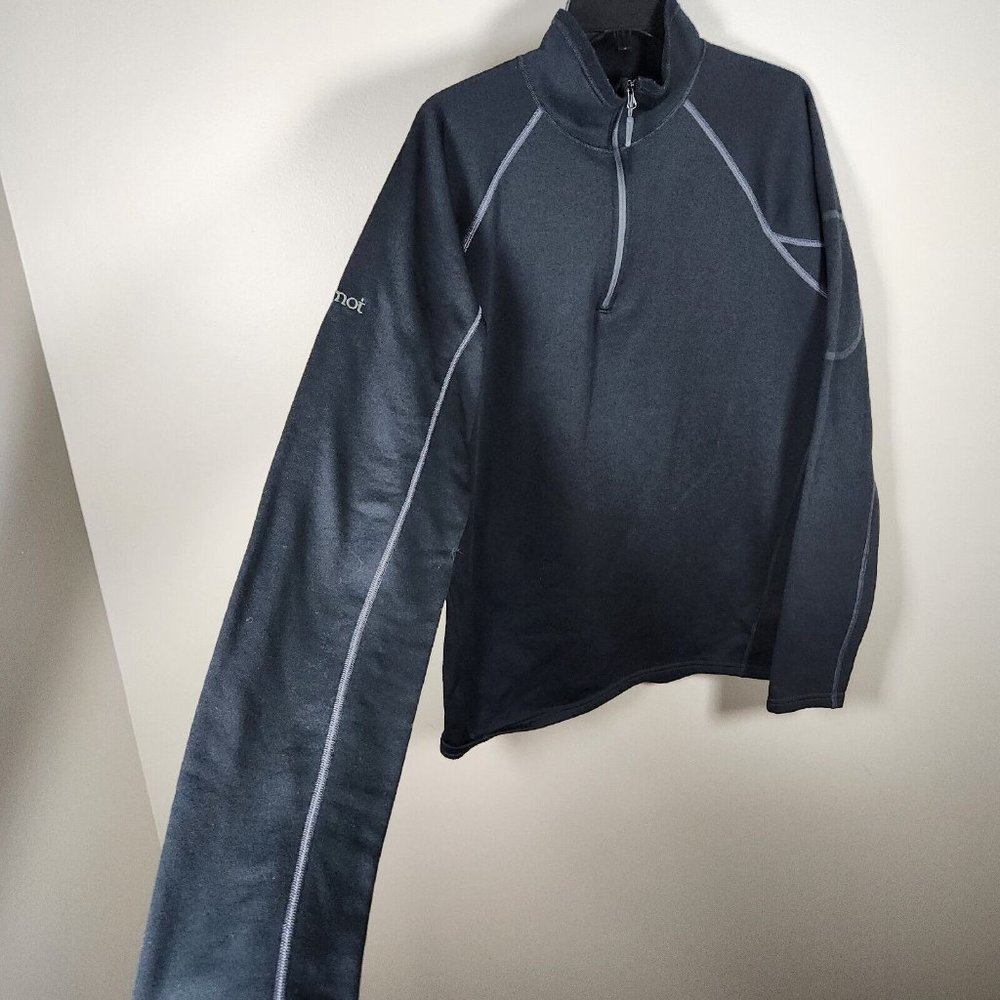 Marmot Sweater Mens Large Black 1/4 Zip Jacket Lined Pullover Outdoor Hiking - Picture 4 of 14